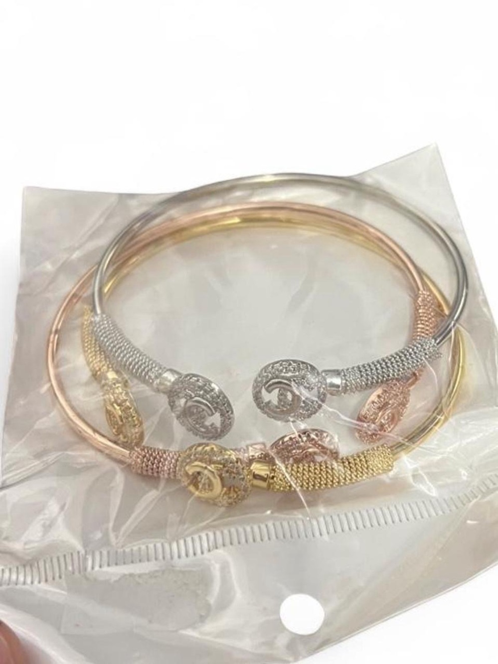 Mixed Metal Mesh Cuff Bracelet Set - Gold, Rose Gold & Silver